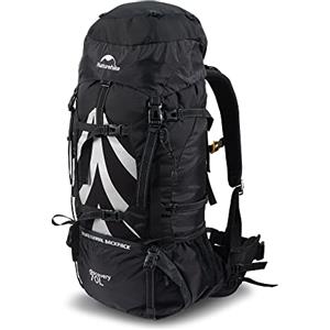 Naturehike Zaino da Trekking 70L Uomo Donne Zaino da Trekking Ultraleggero Impermeabile Grande Zaino da Viaggio con Copertura Pioggia per Outdoor, Alpinismo, Campeggio (Nero)