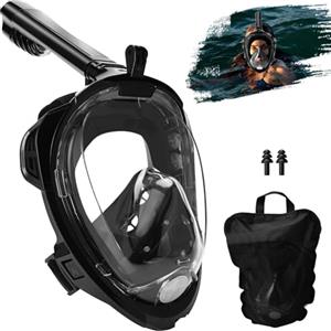 Kasanni Maschera Snorkeling Adulto 180 ° Maschera Subacquea Maschera Snorkeling Integrale Snorkeling Mask Antiappannamento Hd, Compatibile Con Action Cam, Adatto Per Adolescenti e Adulti (L/XL)