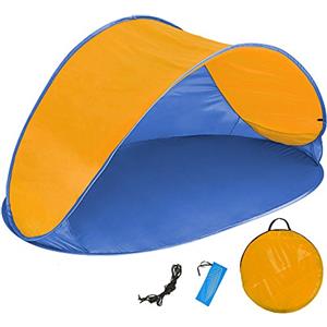 TecTake Tenda popup da Spiaggia Protezione UV Sole Automatica 220x120x100cm - Disponibile in Diversi Colori - (Arancione Blu | No. 401681)