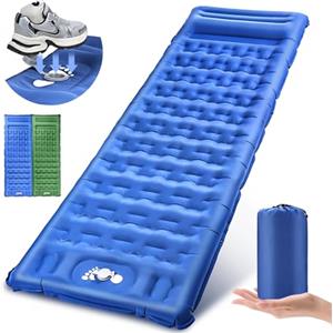 NEEMOSI Materassino Campeggio, Materassino Autogonfiante Migliorato, Materasso Gonfiabile Singolo Portatile Ispessito di 13 cm con Cuscino Incorporato e Pompa a Pedale, Campeggio/Escursioni/Avventura