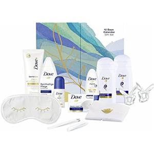 Dove Cofanetto Regalo con molte sorprese (ad es., crema per le mani, deodorante o accessori di bellezza da viaggio) per 12 giorni
