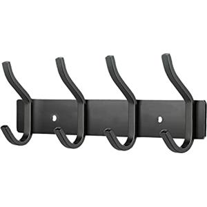 MEIJO Appendiabiti da Parete, Ganci Attaccapanni in Acciaio Inox da Muro Moderno Appendiabiti per Cameretta, Ingresso, Cucina, Bagno (4-Ganci, Nero Opaco)