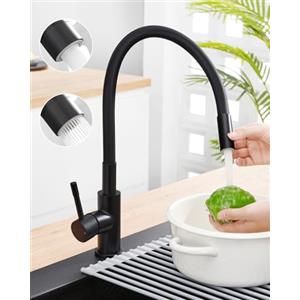 Sofetiy Rubinetto Lavello Cucina, Miscelatore Cucina, Modalità acqua doppia, Rubinetto Cucina Nero, 360°Rubinetto Sottofinestra, Rubinetti Cucina in Acciaio Inox, Rubinetteria Cucina per Cucina