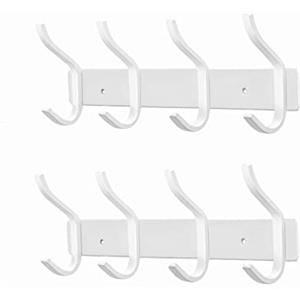 MEIJO Appendiabiti da Parete, Ganci Attaccapanni in Acciaio Inox da Muro Moderno Appendiabiti per Cameretta, Ingresso, Cucina, Bagno (4-Ganci 2pcs, Bianco)