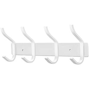 MEIJO Appendiabiti da Parete, Ganci Attaccapanni in Acciaio Inox da Muro Moderno Appendiabiti per Cameretta, Ingresso, Cucina, Bagno (4-Ganci, Bianco)