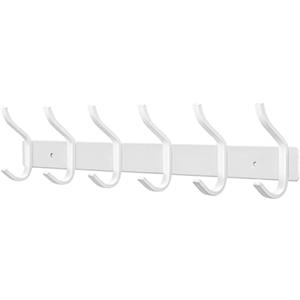 MEIJO Appendiabiti da Parete, Ganci Attaccapanni in Acciaio Inox da Muro Moderno Appendiabiti per Cameretta, Ingresso, Cucina, Bagno (6-Ganci, Bianco)