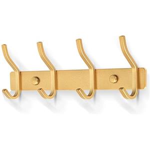 MEIJO Appendiabiti da Parete, Ganci Attaccapanni in Acciaio Inox da Muro Moderno Appendiabiti per Cameretta, Ingresso, Cucina, Bagno (4-Ganci, Oro)