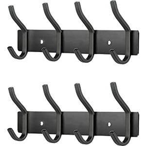 MEIJO Appendiabiti da Parete, Ganci Attaccapanni in Acciaio Inox da Muro Moderno Appendiabiti per Cameretta, Ingresso, Cucina, Bagno (4-Ganci 2pcs, Nero Opaco)
