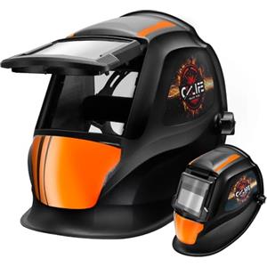 CCLIFE Vero Colore Automatico Casco Saldatura Solare Completamente Regolabile Maschera di Saldatura 2 Sensori Grande Campo Visivo (92 × 42 mm) Classe Ottica 1/1/1/2 UV/IR Protezione DIN16