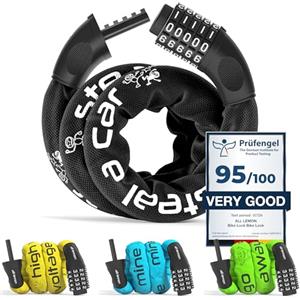 all lemon Lucchetto Bicicletta con Combinazione & Catena d'acciaio | Chiusura Catenaccio Bici Numeri 5 Cifre Codice antifurto | Protezione sicuro forte: Moto Scooter Bike Adulti Bambini Recinto Porta Cancello