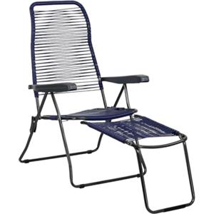 Totò Piccinni Sedia Sdraio STRING cordonata con braccioli con 6 posizioni Made in Italy (Blu, Sdraio Lux Con Prolunga)