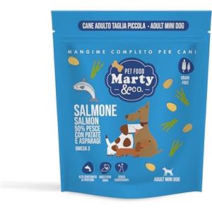 Marty & Co Marty&Co Crocchette Cani, Adulti Taglia Piccola, 1,2kg, (60% Salmone e Trota di cui 26% cucinato al momento, patate dolci, asparagi) pesce, senza glutine, grain free, monoproteico