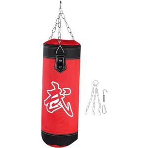 BORDSTRACT Set di Sacchi da Boxe da Appendere, Non Riempiti, Pesanti Sacco Boxe per Adulti e Bambini, con Benda da Boxe, Catene e Gancio, per MMA, Muay Thai, Karate (60CM-Rosso)