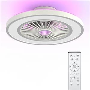 Ateroll Ventilatore da Soffitto con Luce e Telecomando RGB, Motore DC 25W LED 45W (3000K-4500K-6500K), 6 Velocità del Vento Regolabili con Telecomando, Timer(2H/4H), Memoria Luce