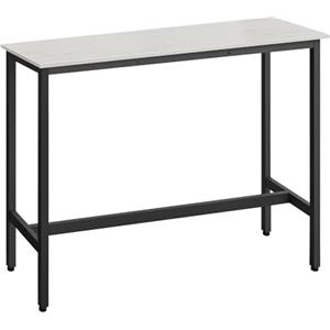 VASAGLE Bar Rettangolare Stretto, Cucina, Tavolo da Pranzo, Telaio in Metallo, 40 x 120 x 90 cm, Facile da Montare, Design Industriale, Bianco Vintage e Nero Inchiostro LBT120B73, White, 120x40x90cm