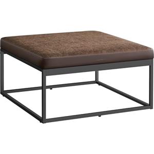 SONGMICS HOME LUIZ Collezione - Panca Imbottita, Tavolino da Salotto Quadrato, Poggiapiedi, Piano Reversibile, Sgabello, Struttura in Acciaio, Portata 300 kg, Soggiorno, Marrone Noce LOM077K01