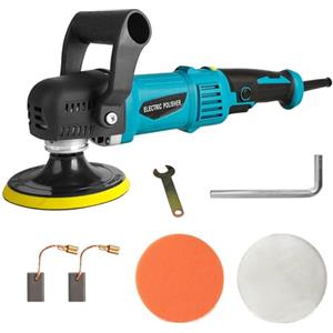 DXHGHYGL Lucidatrice Auto,lucidatrice rotorbitale,lucidatrice per auto 5800 Giri/min, 6 Velocità Regolabili,2*Spugne Lucidanti Impugnatura D staccabile per Auto,Lucidatura di Pavimenti e cera