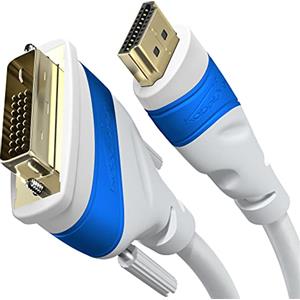 Kabeldirect KabelDirekt - HDMI DVI Adapterkabel mit A.I.S. Schirmung gegen Störsignale - 0,5m (bi-direktionales DVI-D/HDMI Monitorkabel, HDMI-Gerät an DVI-Monitor anschließen & umgekehrt, Full HD/1080p, weiß)