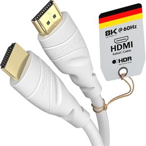 KabelDirekt - Cavo HDMI 4K & 8K - 0,5 m - Disponibile in 0,15-22,5 m - Per tutti i dispositivi HDMI (4K@120Hz & 8K@60Hz, High Speed con Ethernet, TV, Blu-ray, PS5/XBS/Switch, bianco)