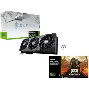 MSI NVIDIA GeForce RTX 5090 32G SUPRIM SOC GDDR7 512bit, scheda video con frequenza di boost fino a 2580 MHz, PCIe Gen 5, DLSS 4, 3 porte DP 2.1, 1 porta HDMI 2.1, formato ATX