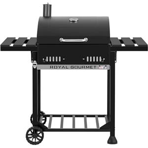 Royal Gourmet Barbecue a carbonella con ripiani laterali pieghevoli, griglia con dekl, termometro, griglia a carbone, nero