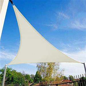 HAIKUS Tenda a Vela Impermeabile Triangolare 5x5x7 m, Protezione Raggi UV 98%, Telo Ombreggiante Triangolo 5x5 x7,1 m, Tenda da Sole per Esterno Giardino Terrazzo, Bianca beige