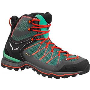 SALEWA Ws Mtn Trainer Lite Mid Gtx, Scarponi da trekking e da escursionismo Donna, Blu (Feld Green/Fluo Coral), 38 EU