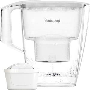 Sodapop Selina, caraffa filtrante per acqua con 1 cartuccia filtrante, capacità 3 l, compatibile Brita®, lavabile in lavastoviglie, colore bianco