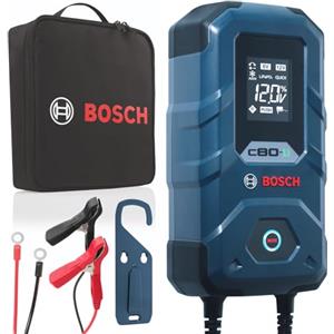Bosch Automotive Bosch C80-Li Caricabatterie per auto, 12V / 15 A, Carica di mantenimento - Per batterie agli ioni di litio, al piombo, GEL, EFB e VLRA