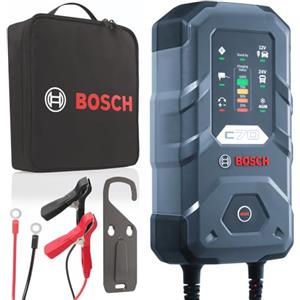 Bosch Automotive Bosch C70 Caricabatterie per Auto, 12 V - 24 V / 10 A, con Carica di mantenimento - Per batterie al Piombo-Acido, EFB, GEL, AGM e SLI da 12 V / 24 V