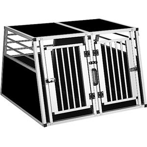 EUGAD Trasportino per Cani Auto, Gabbia per Cani in Alluminio, Trasportino per Cani di Taglia Media e Grande, Box per Cani Portatile con 2 Porte e 1 Divisorio Rimovibile, 97x92x66cm