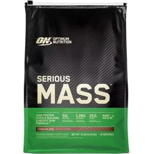 Optimum Nutrition Serious Mass Proteine in Polvere, Alto Contenuto Calorico, Aumento Peso, 25 Vitamine e Minerali, Creatina Monoidrato e Glutammina, al Cioccolato e Burro di Arachidi, 16 Dosi, 5,45 kg