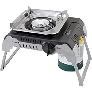 Brunner 0708014N Devil 450, Fornello Gas Portatile da Campeggio, Pieghevole, Utilizzo con Cartucce Filettate da 450 G, Potenza 2,4 Kw, con Valigetta Trasporto