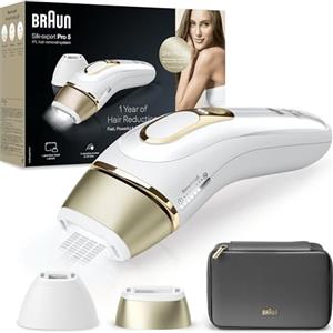 Braun Silk·expert Pro 5 Epilatore Luce Pulsata, Epilazione A Casa, Alternativa All'Epilazione Laser, Laser Peli Donna, Con Custodia, 2 Testine, Idea Regalo, PL5140, Bianco/Oro