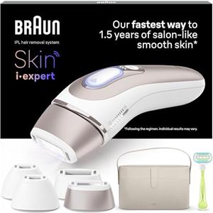 Braun Skin I·Expert Epilatore Luce Pulsata Smart, Epilazione A Casa Tua, Alternativa Al Laser, Laser Peli Donna, Include Pochette, Rasoio Venus, 4 Testine Per Viso E Corpo, PL7387, Bianco/Oro