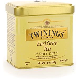 Twinings, Earl Grey Tea Sfuso, Miscela di Tè Neri Selezionati con Aroma al Bergamotto, Gusto Morbido e Bilanciato, Infusi e Tisane, 1 Confezione in Latta da 100 g