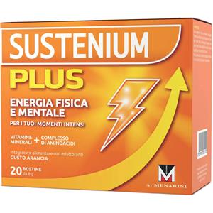 Menarini Sustenium Plus Arancia - Integratore alimentare energizzante - 20 Bustine