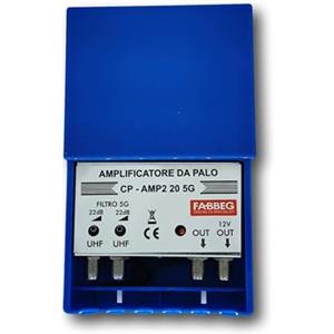 Generico Amplificatore Antenna TV da Palo, 22 dB, con Filtro 5G Fabbeg