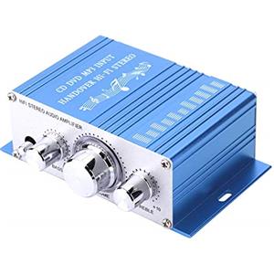 Bewinner Mini amplificatore per auto Bewinner, amplificatore audio digitale a canali, lettore CD audio MP3 DVD audio FM per auto/moto con controller tastiera elettronica (blu)