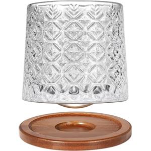Uten Calice da Acqua Rotante, 275 ML/10 OZ Bicchiere Whisky Cristallo, Sottobicchiere in Bambù, Sensazione Spessa, Coppa da Rum Vetro Latte, Relax e Decompressione, 1 Bicchiere