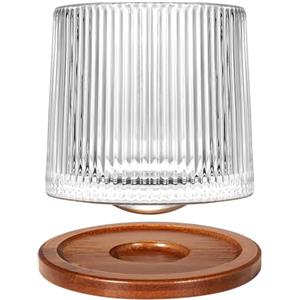 Uten Calice da Acqua Rotante, 275 ML/10 OZ Bicchiere Whisky Cristallo, Sottobicchiere in Bambù, Sensazione Spessa, Coppa da Rum Vetro Latte, Relax e Decompressione, 1 Bicchiere