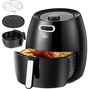 Uten Friggitrice ad Aria Calda 6,5 litri, Uten Air Fryer con Più Accessori e Ricette PDF, Tempo e Temperatura Personalizzati, PFOA e BPA Free, XXL, 1800W