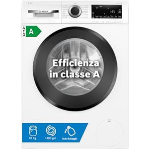 Bosch WGG254F0II Serie 6 Lavatrice a carica frontale, 10 kg, 1400 giri, Classe energetica A, sistema di dosaggio automatico del detersivo e dell'ammorbidente, motore inverter, Bianco, 60 Cm