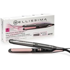 Bellissima Imetec Creativity Multistyle, Piastra per Capelli Lisci o Mossi, Rivestimento ceramica, Particelle Diamante, Cheratina, Piastre Flessibili e Calde Anche Esternamente, 5 temperature