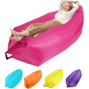 plplaaoo Lettino Gonfiabile, Divano Gonfiabile Per Viaggiare, Sedia da Spiaggia da Campeggio All'aperto, Lettini Gonfiabili, Materasso Ad Aria Pieghevole Portatile Per Feste in Spiaggia(Rosa rossa)