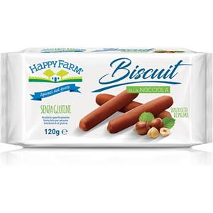 Happy Farm Biscotto alla Nocciola 120g - Ricoperto di Cioccolato al Latte, Senza Olio di Palma