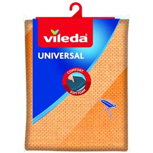 Vileda Universal Copriasse da Stiro, in Cotone, con Spugna Assorbi umidità, Doppio Strato, con Fermarcorda, Elastico, Blu, 135 x 53 cm