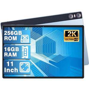 YESTEL Tablet 11 Pollici Android con 16 GB RAM+ 256 GB ROM (TF 1TB), GPS, 2000 x 1200 IPS, 8600 mAh + Ricarica Rapida USB-C da 18 W, 4 Altoparlantis, 5MP+13MP+2MP, 5G Wi-Fi, Octa-Core, Azzurro