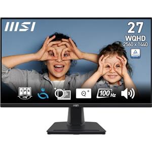msi PRO MP275Q Monitor 27 WQHD - 2560 x 1440, pannello IPS, 100 Hz, schermo anti-affaticamento, altoparlanti integrati, inclinazione regolabile - HDMI 2.0b, DP 1.2a