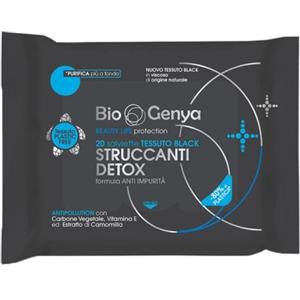 Biogenya Struccanti Detox - 20 Salviette per Viso, Collo e Decolletè con Carbone Vegetale e Vitamina E